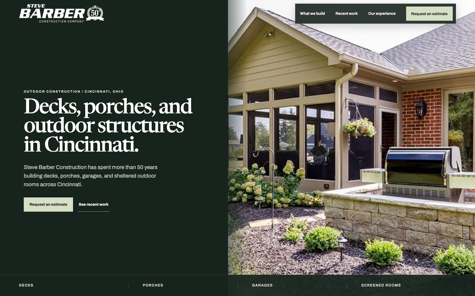 The new Steve Barber Construction homepage concept